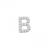 14K White Gold Mini Diamond Initial Earrings-EARRINGS-superbell-