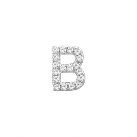 14K White Gold Mini Diamond Initial Earrings