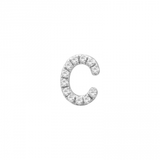 14K White Gold Mini Diamond Initial Earrings-EARRINGS-superbell-