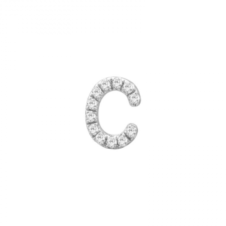 14K White Gold Mini Diamond Initial Earrings