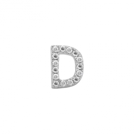 14K White Gold Mini Diamond Initial Earrings