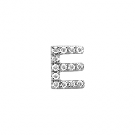 14K White Gold Mini Diamond Initial Earrings-EARRINGS-superbell-