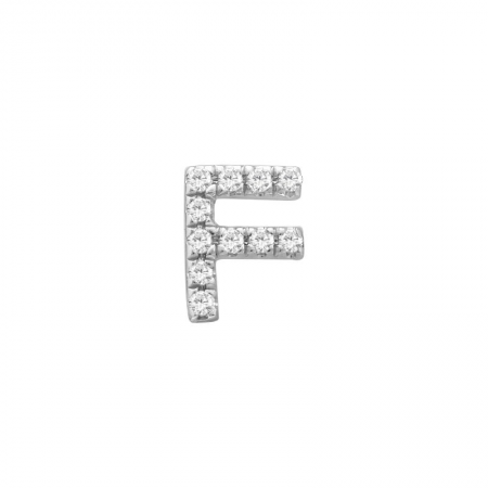 14K White Gold Mini Diamond Initial Earrings-EARRINGS-superbell-