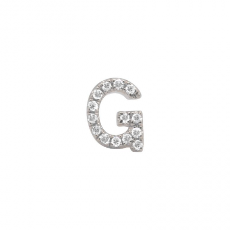 14K White Gold Mini Diamond Initial Earrings-EARRINGS-superbell-