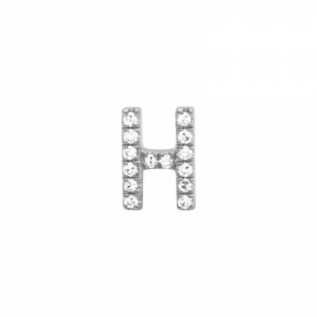 14K White Gold Mini Diamond Initial Earrings-EARRINGS-superbell-
