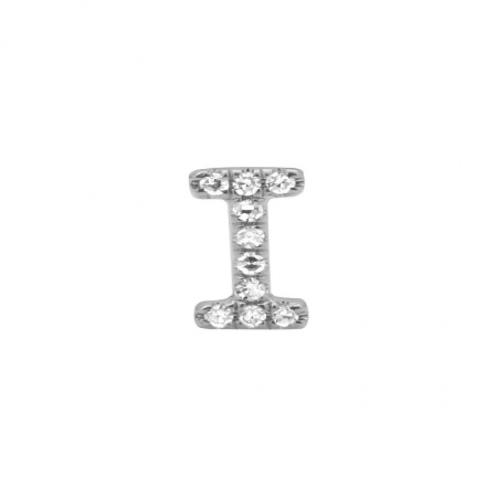 14K White Gold Mini Diamond Initial Earrings-EARRINGS-superbell-