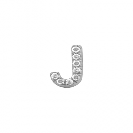 14K White Gold Mini Diamond Initial Earrings