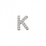 14K White Gold Mini Diamond Initial Earrings