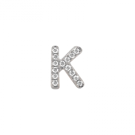 14K White Gold Mini Diamond Initial Earrings