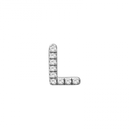 14K White Gold Mini Diamond Initial Earrings-EARRINGS-superbell-