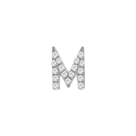 14K White Gold Mini Diamond Initial Earrings