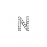 14K White Gold Mini Diamond Initial Earrings-EARRINGS-superbell-