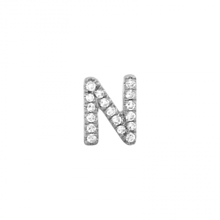 14K White Gold Mini Diamond Initial Earrings