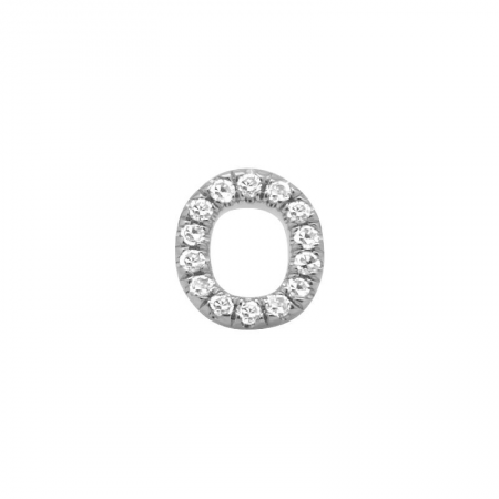14K White Gold Mini Diamond Initial Earrings-EARRINGS-superbell-