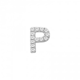 14K White Gold Mini Diamond Initial Earrings-EARRINGS-superbell-