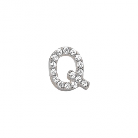 14K White Gold Mini Diamond Initial Earrings