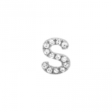 14K White Gold Mini Diamond Initial Earrings-EARRINGS-superbell-