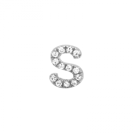 14K White Gold Mini Diamond Initial Earrings