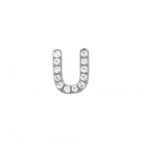 14K White Gold Mini Diamond Initial Earrings-EARRINGS-superbell-