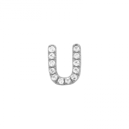 14K White Gold Mini Diamond Initial Earrings-EARRINGS-superbell-