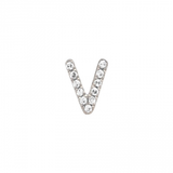 14K White Gold Mini Diamond Initial Earrings-EARRINGS-superbell-