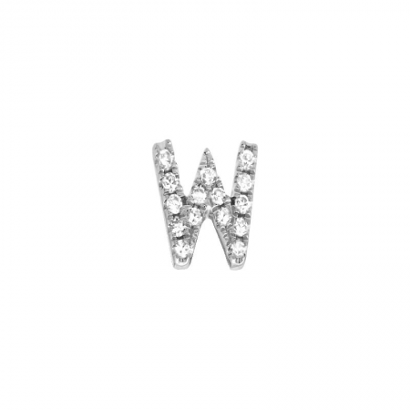 14K White Gold Mini Diamond Initial Earrings-EARRINGS-superbell-