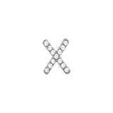 14K White Gold Mini Diamond Initial Earrings