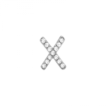 14K White Gold Mini Diamond Initial Earrings