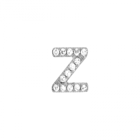 14K White Gold Mini Diamond Initial Earrings