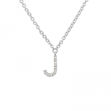14K White Gold Diamond Initial Small Necklace