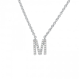 14K White Gold Diamond Initial Small Necklace