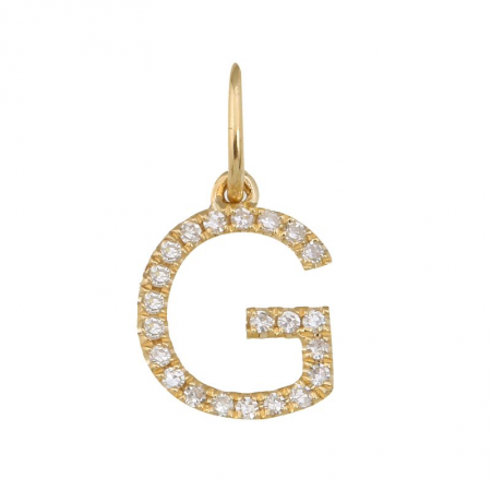 14K Yellow Gold Initial Diamond Initial Charm-Charms & Pendants-Maurice's Jewelers-G-