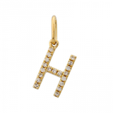 14K Yellow Gold Initial Diamond Initial Charm-Charms & Pendants-Maurice's Jewelers-H-