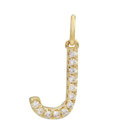 14K Yellow Gold Initial Diamond Initial Charm-Charms & Pendants-Maurice's Jewelers-J-