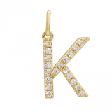 14K Yellow Gold Initial Diamond Initial Charm