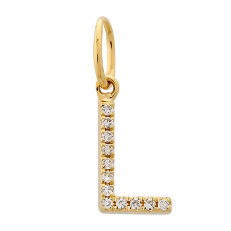 14K Yellow Gold Initial Diamond Initial Charm-Charms & Pendants-Maurice's Jewelers-L-