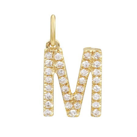 14K Yellow Gold Initial Diamond Initial Charm-Charms & Pendants-Maurice's Jewelers-M-