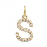 14K Yellow Gold Initial Diamond Initial Charm-Charms & Pendants-Maurice's Jewelers-S-
