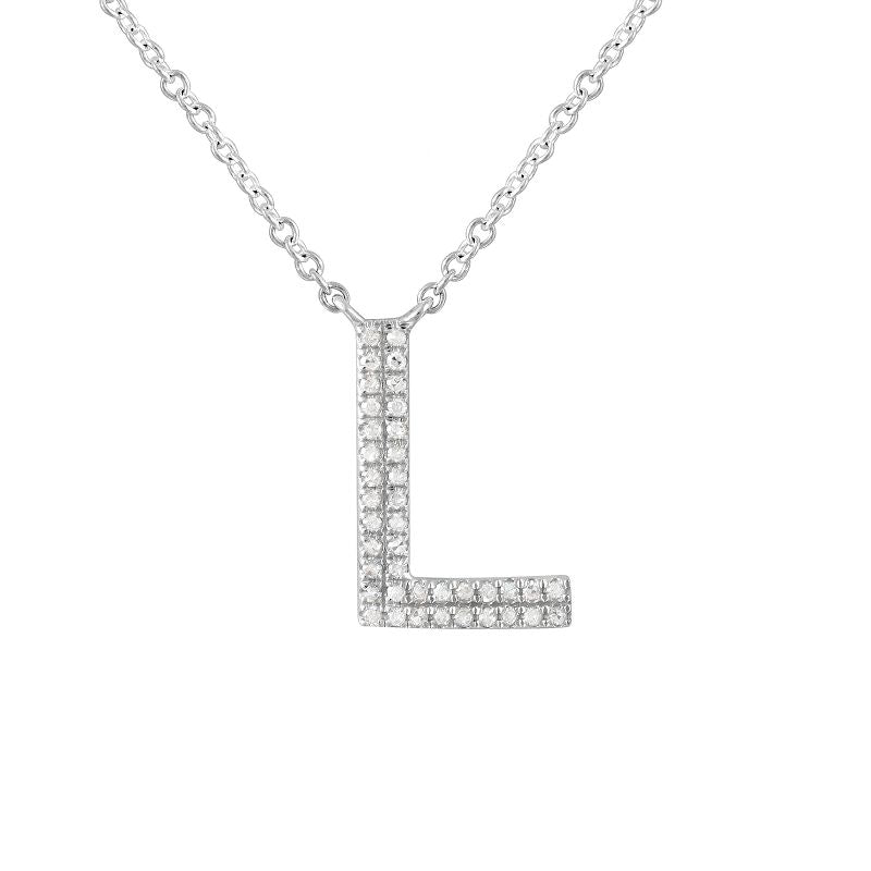 14K White Gold Diamond Double Row Initial Necklace – Maurice's Jewelers