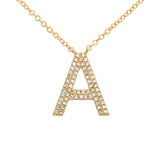 14K Yellow Gold Diamond Double Row Initial Necklace-Necklaces-superbell-A-