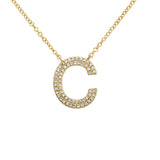 14K Yellow Gold Diamond Double Row Initial Necklace