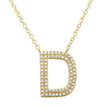 14K Yellow Gold Diamond Double Row Initial Necklace-Necklaces-superbell-D-