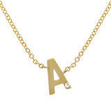 14K Yellow Gold Varsity Initial with Diamond-Necklaces-superbell-A-