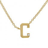 14K Yellow Gold Varsity Initial with Diamond-Necklaces-superbell-C-
