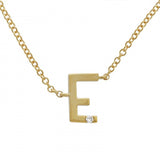 14K Yellow Gold Varsity Initial with Diamond-Necklaces-superbell-E-