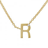 14K Yellow Gold Varsity Initial with Diamond-Necklaces-superbell-R-