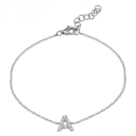 14K White Gold Diamond initial Bracelet-Bracelets-Maurice's Jewelers-A-