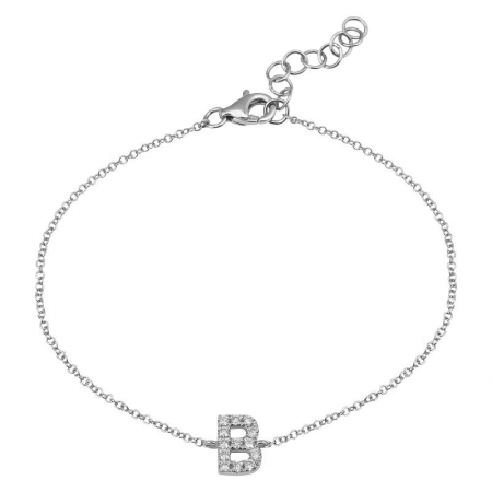 14K White Gold Diamond initial Bracelet-Bracelets-Maurice's Jewelers-B-