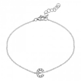 14K White Gold Diamond initial Bracelet-Bracelets-Maurice's Jewelers-C-