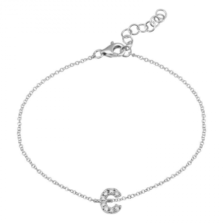 14K White Gold Diamond initial Bracelet